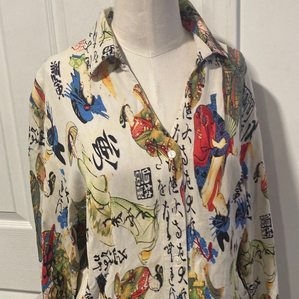 Tianello Japanese print shirt M geisha - Picture 2 of 11